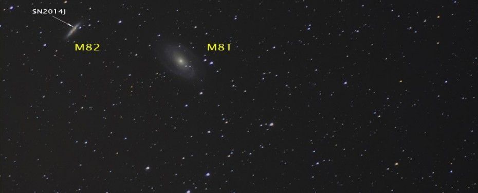 Galaxias M81 y M82 con la supernova SN2014J