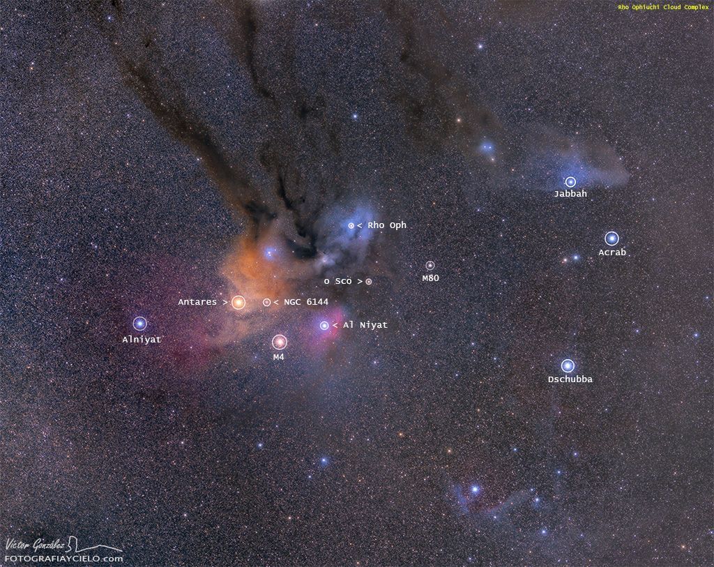 Fotografía y Cielo » Nebulosa Ro de Ofiuco y Antares